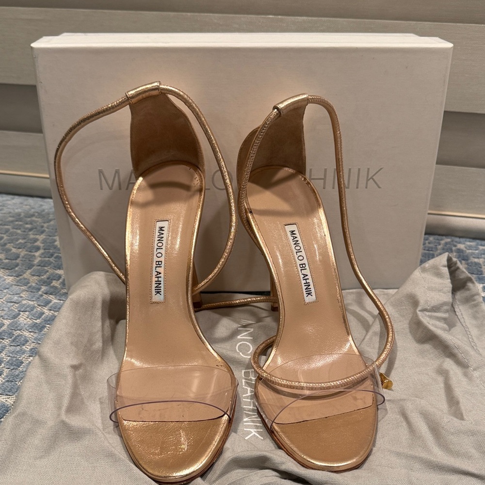 Manolo Blahnik Metallic Gold Heels